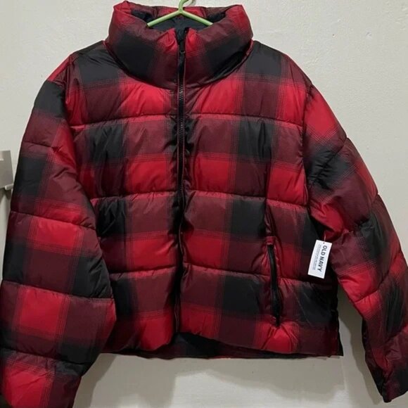 Old navy red plaid puffer jacket - Picture 1 of 3